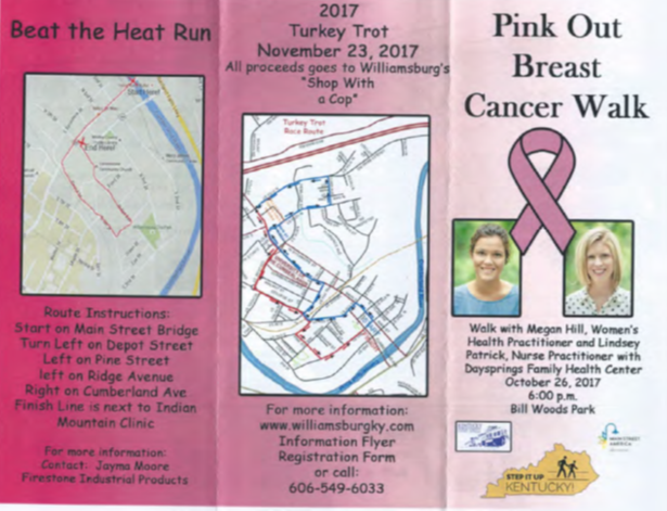 Photo of Pink Out Breast Cancer Walk brochure