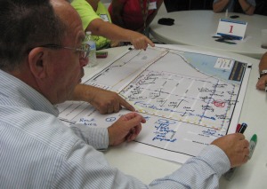 Members of a community working at a planning charette