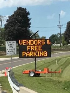 Dynamic message sign reading Vendors and Free Parking