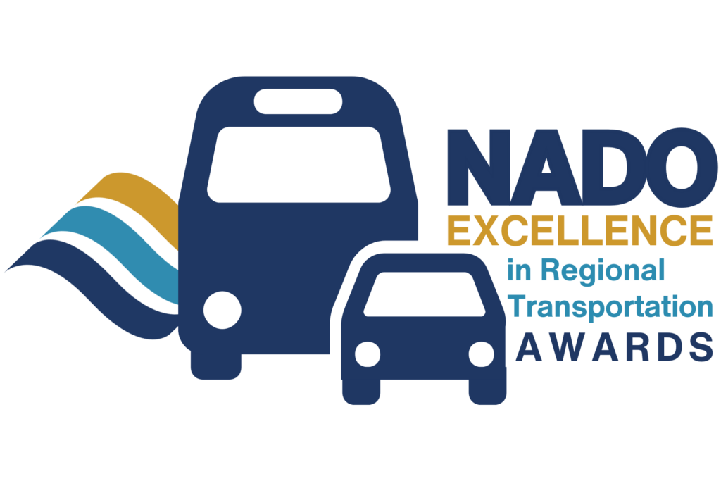NADO Excellence in Regional Transportation Award logo with vehicle icons and decorative brand mark
